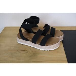 Steve Madden NWOT Kimmie Sandal Black Elastic Platform Espadrille Shoe Girls